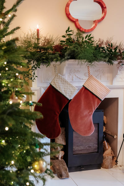 Cinnamon Brown Velvet Heirloom Christmas Stocking
