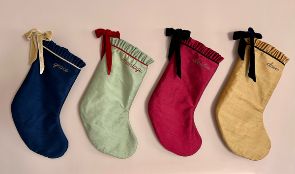 Personalised Silk Ruffle Heirloom Christmas Stocking